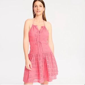 NWT J. Crew Pink Anguilla Eyelet Mini Halter Dress